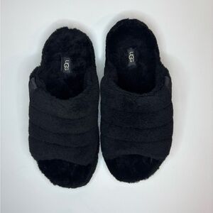 UGG Black Fuzzy Slippers